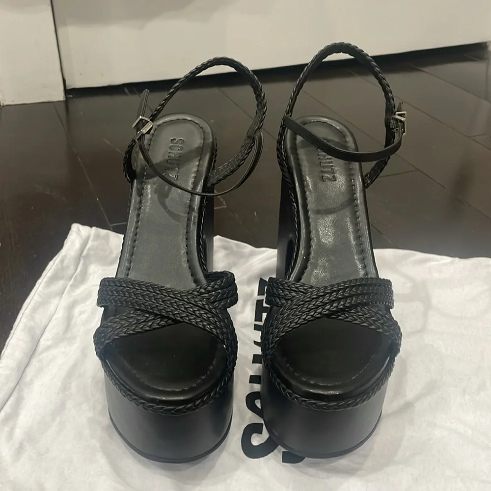 Schutz Black platform sandals